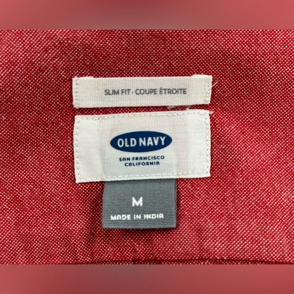 Old Navy Men's Heather Red Button Down Long Sleeve Shirt, Slim-Fit, Size Medium - Picture 10 of 11